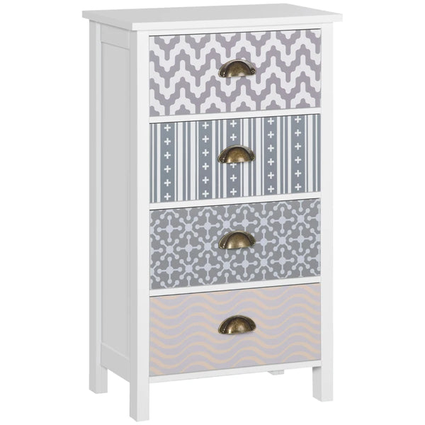 Modern White 4-Drawer Dresser with Metal Handles