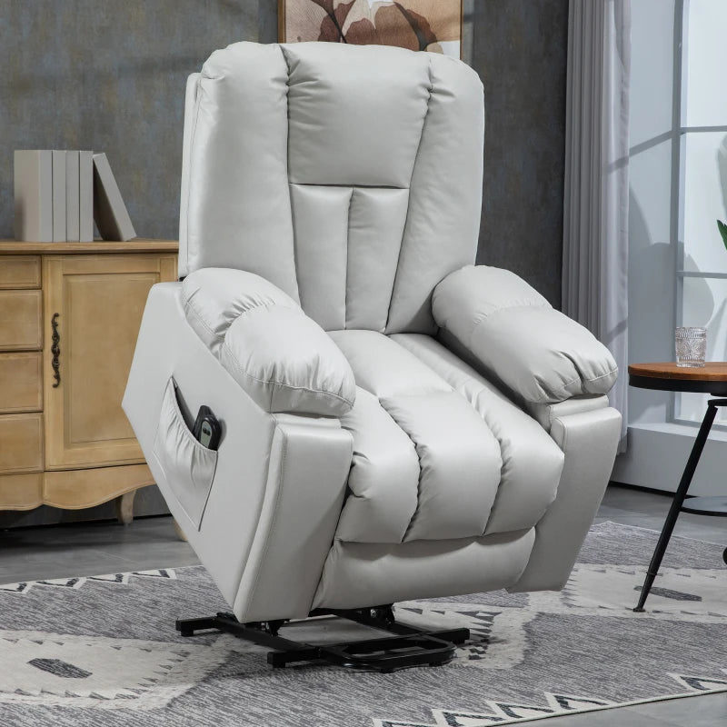 Light Grey Massage Recliner Chair with Heat and 8 Massage Points