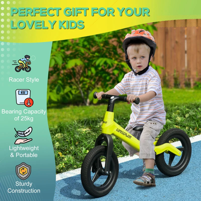 Green Kids Balance Bike - Adjustable Seat & Handlebar, No Pedal, Ages 30-60 Months