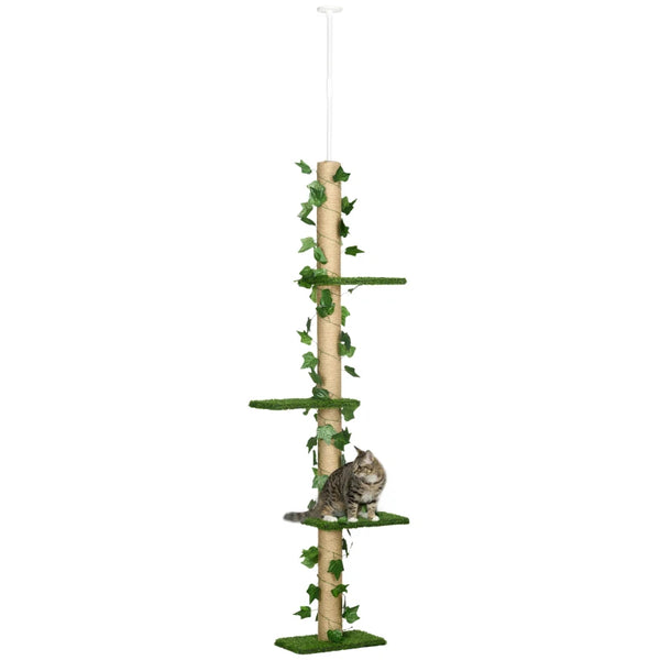 Green Adjustable Cat Tree with Perches and Anti-Slip Kit