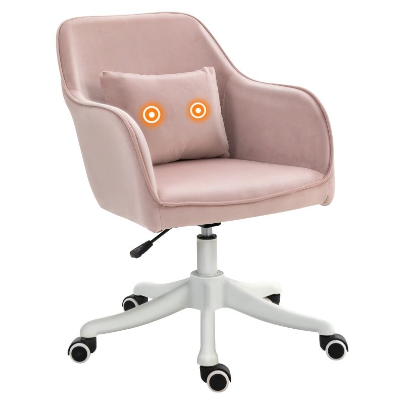 Velvet Pink Office Chair with Massage Lumbar Pillow