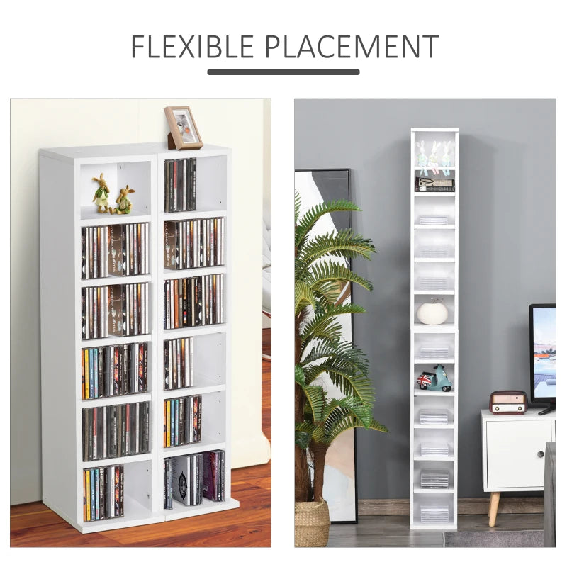 White Adjustable CD Media Display Shelf Set of 2