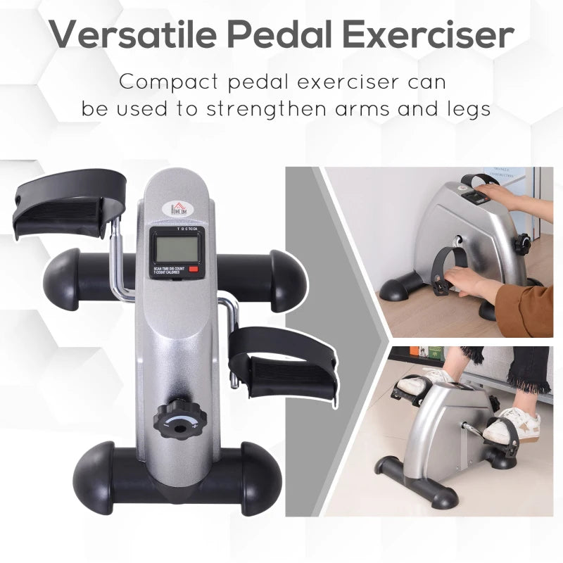 Silver Mini Pedal Exerciser with LCD Display