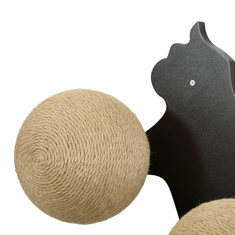 Brown Cat Wall Furniture with Curved Platforms and Scratching Posts