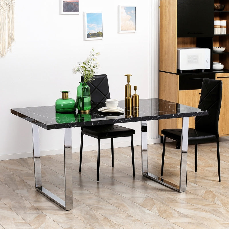 Black Marble Effect Dining Table for 6-8 People - 160 cm