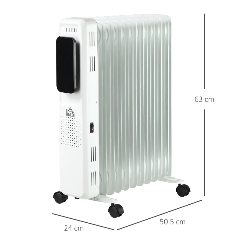 White 2500W Oil Filled Radiator Heater with Timer & Remote Control