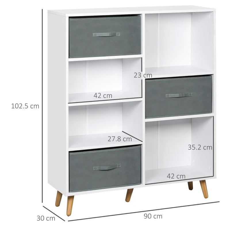 White 7-Cube Storage Cabinet with Fabric Drawers