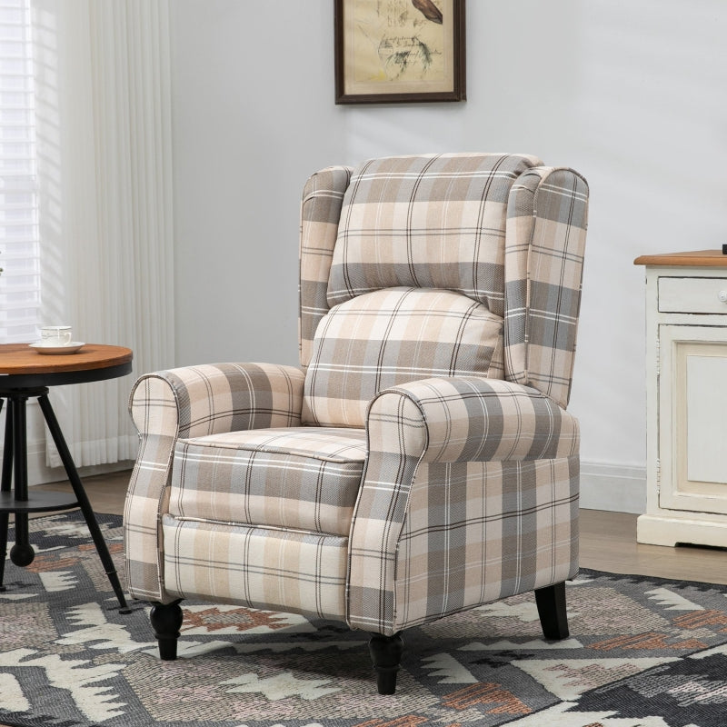 Khaki Padded Recliner Armchair with Armrest - Living Room Furniture