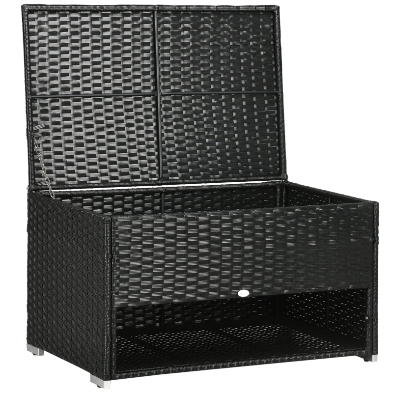 Black Rattan Outdoor Storage Box with Shoe Layer