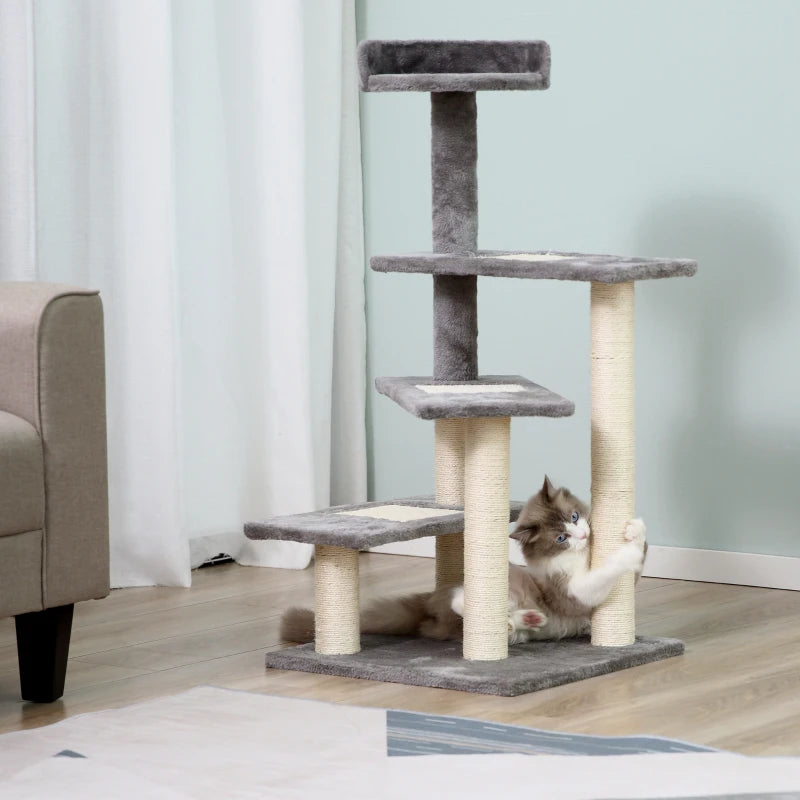 Grey 100cm Cat Tree Climbing Tower Scratching Post