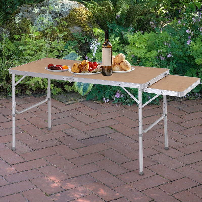 Silver 4ft Folding Outdoor Table with Aluminium Frame and MDF Top