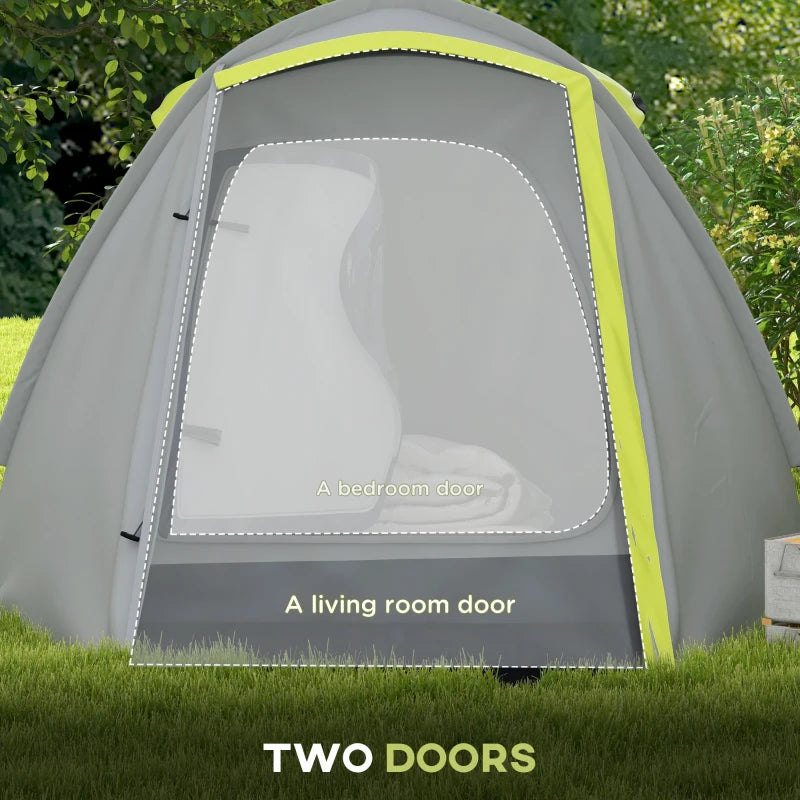 Yellow/Grey 2-Person Dome Tent with Front Porch and Accessories