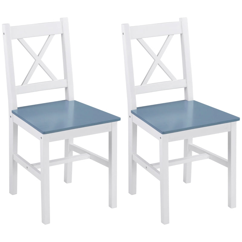White Pine Wood Cross Back Dining Chairs Set of 2