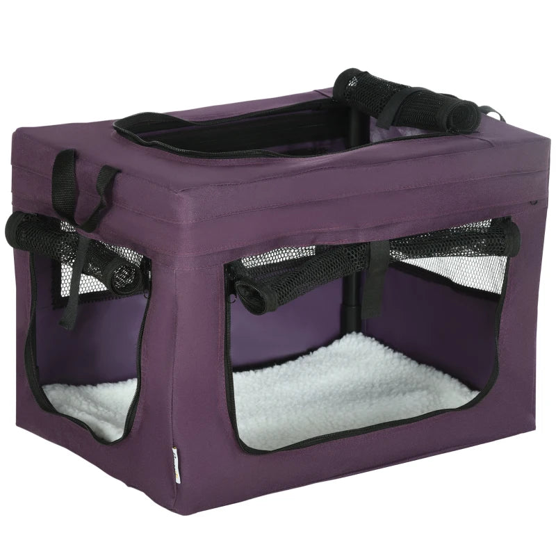 Purple Pet Carrier with Cushion for Miniature Dogs - 48.5cm