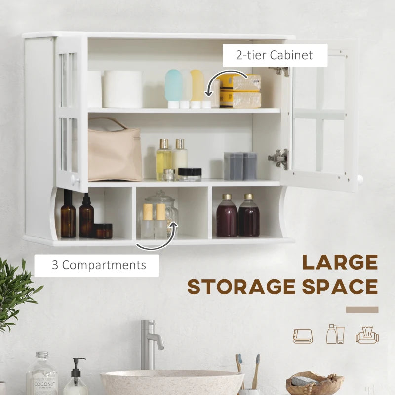White Wall-Mounted Bathroom Medicine Cabinet with Shelves