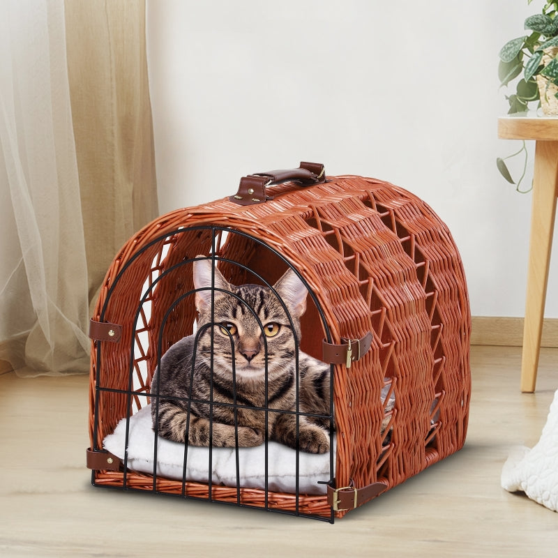 Medium Natural Tone Wicker Cat Travel Carrier