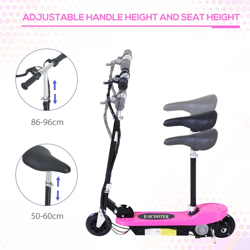 Kids Pink Foldable Electric Scooter with Brake and Kickstand