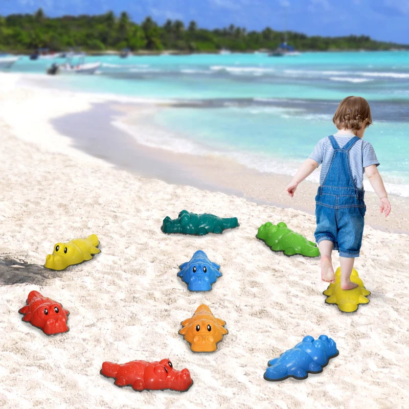 9PCs Crocodile Kids Stepping Stones Set - Anti-Slip Balance River Stones