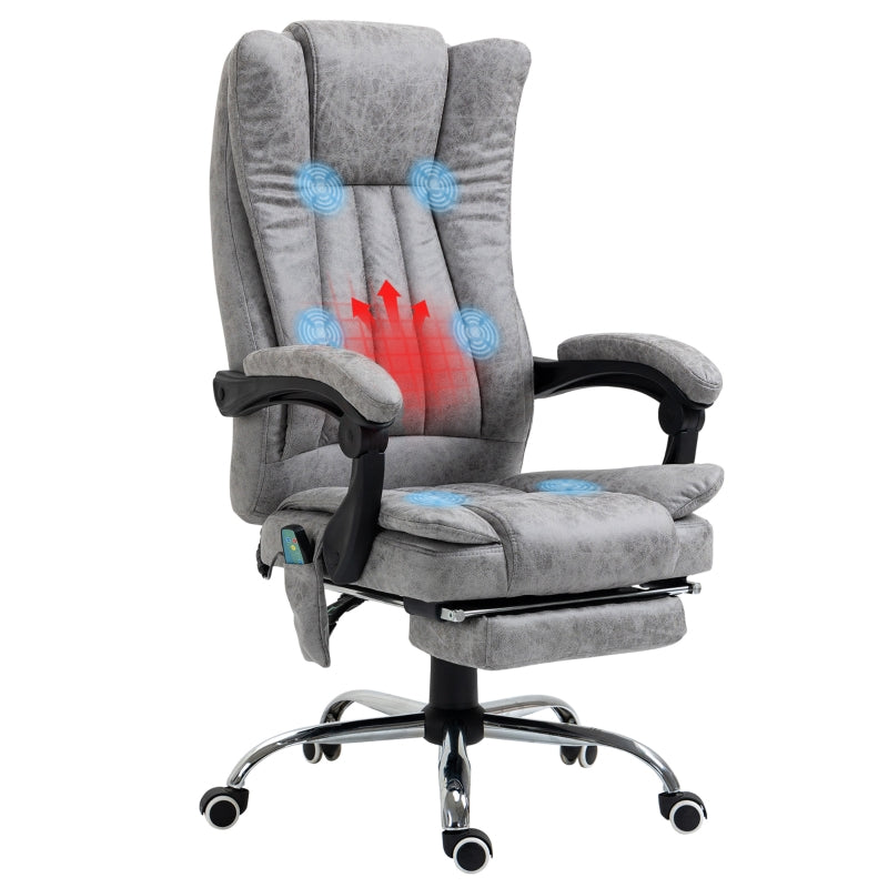 Grey Massage Office Chair with Heat & Footrest