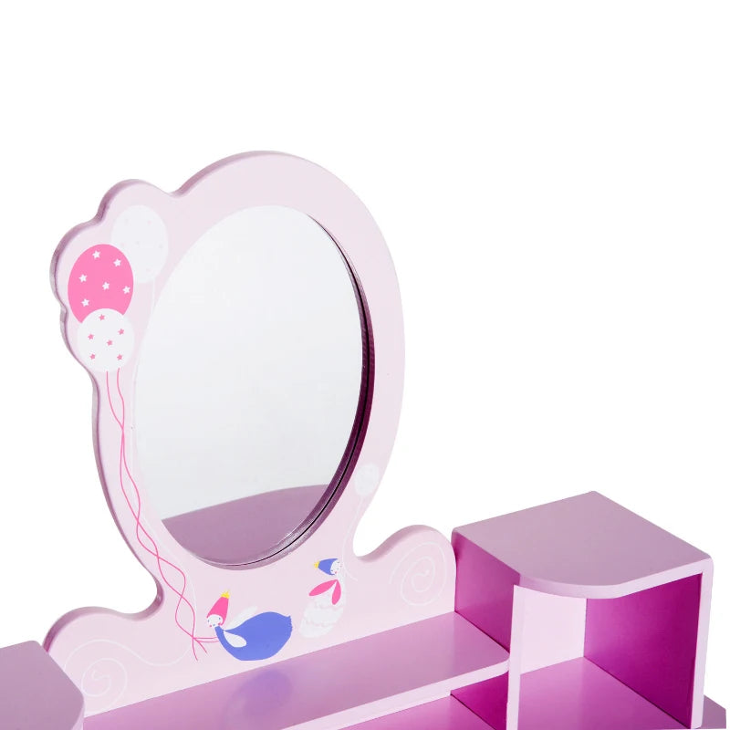 Kids Pink Wooden Dressing Table Set