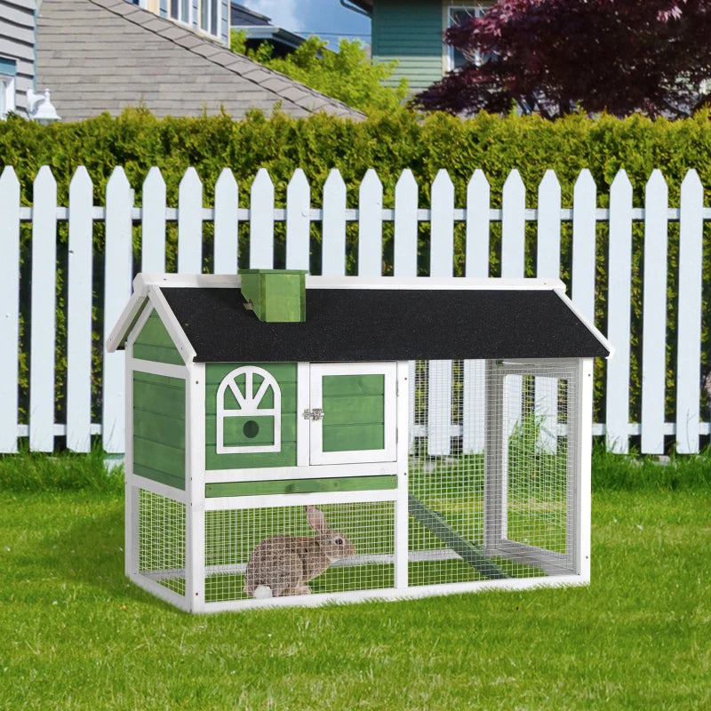 Grey 2-Tier Rabbit Hutch with Run and Water-Resistant Roof