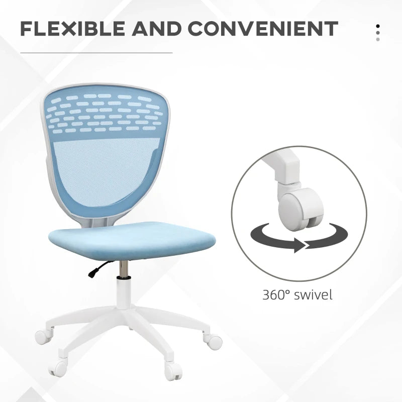 Blue Mesh Office Chair with Swivel Wheels