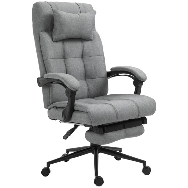 Light Grey Ergonomic Office Chair with Footrest and Armrests