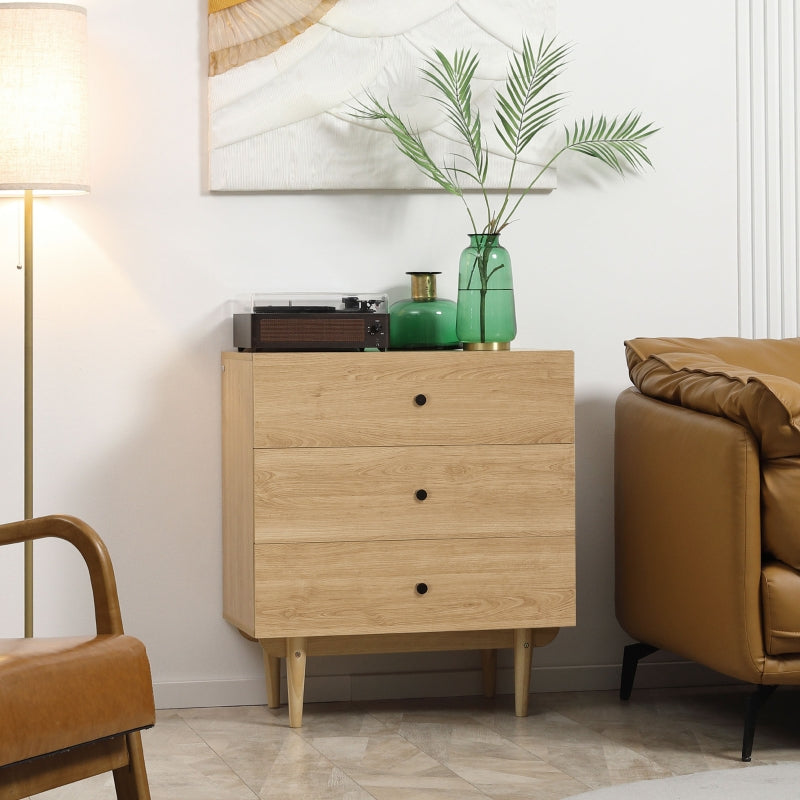 3-Drawer Storage Cabinet in Oak for Bedroom & Living Room