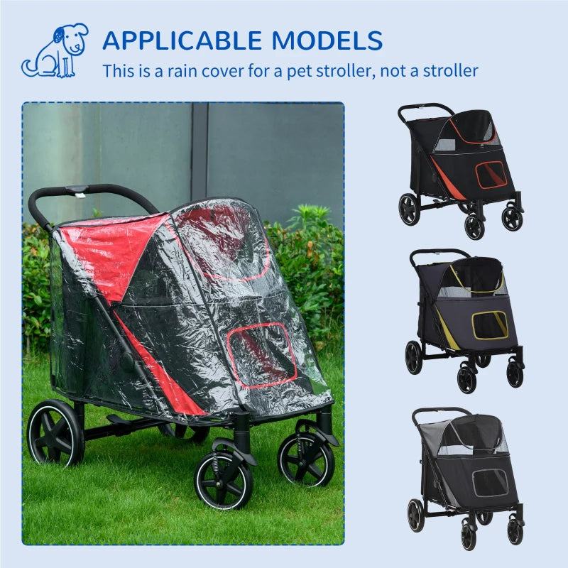 Black Dog Pram Rain Cover with Rear Entry