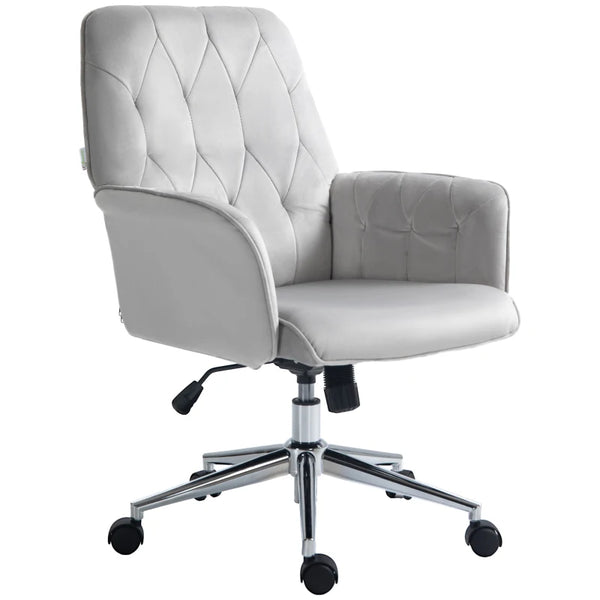 Light Grey Linen Swivel Computer Chair with Armrest