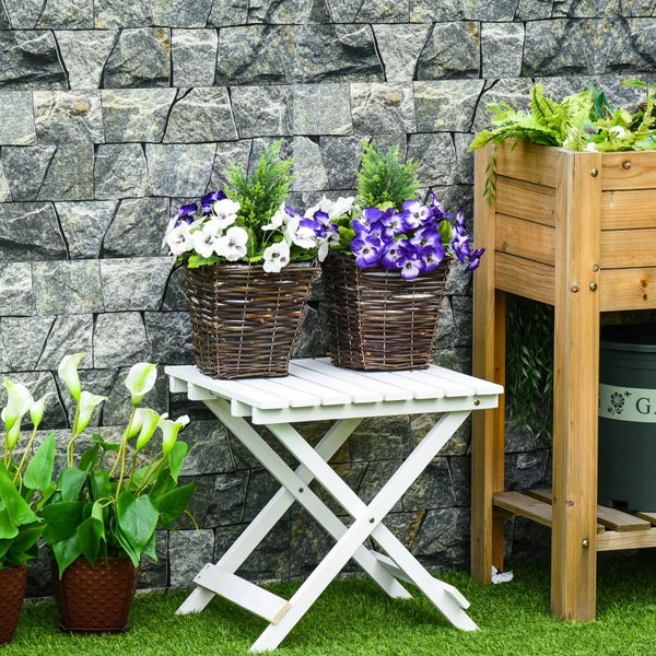 Set of 2 White Artificial Orchid Plants in Wicker Baskets