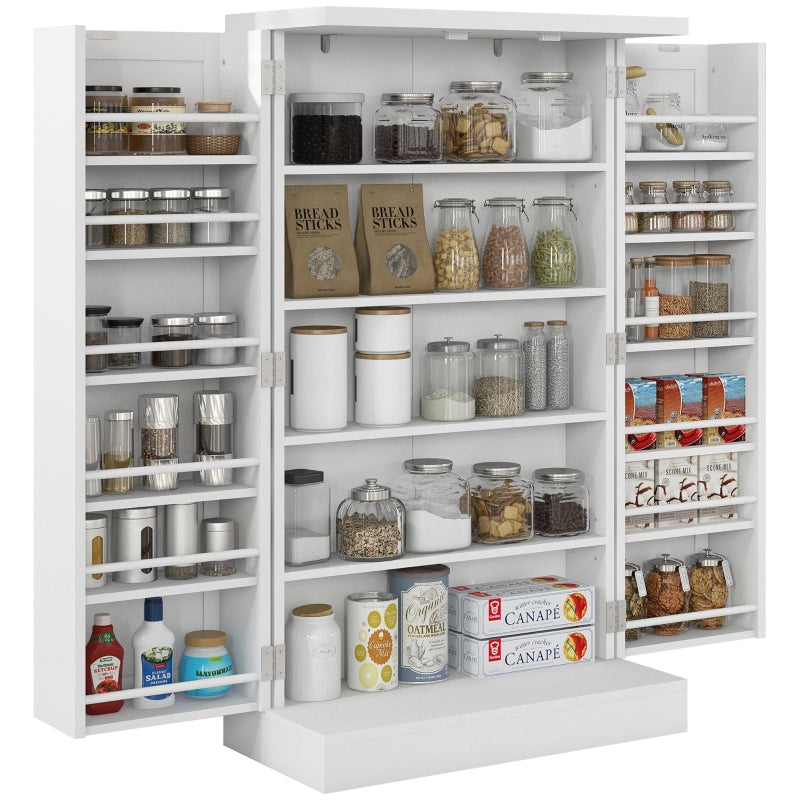 White Freestanding Kitchen Cupboard with Adjustable Shelves