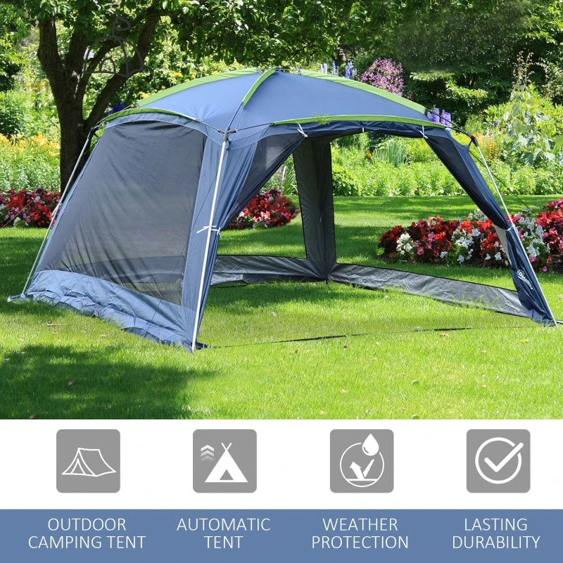 5-8 Person Dark Blue/Green Pop Up Camping Gazebo