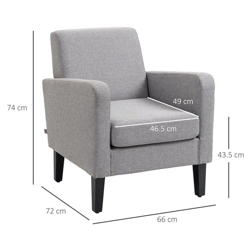 Light Grey Modern Accent Chair with Rubber Wood Legs