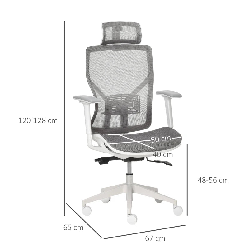 Grey Mesh Office Chair with 360° Rotation & Adjustable Features