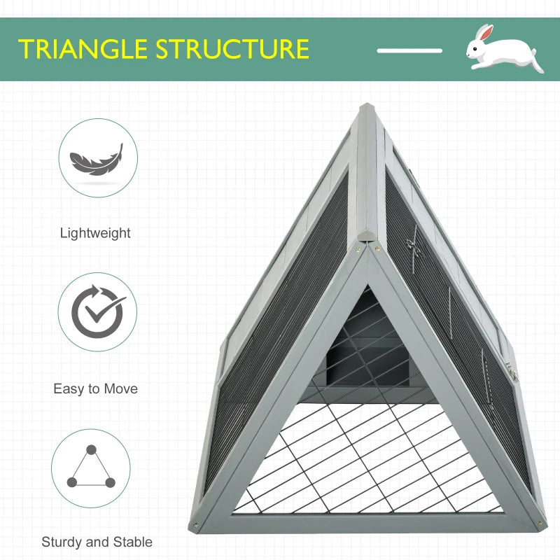 Grey Triangle Small Animal Hutch 116 x 62.2 x 52.5 cm