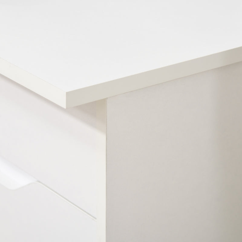 White High Gloss Computer Desk with Drawers and Storage Cabinet, 120x60cm