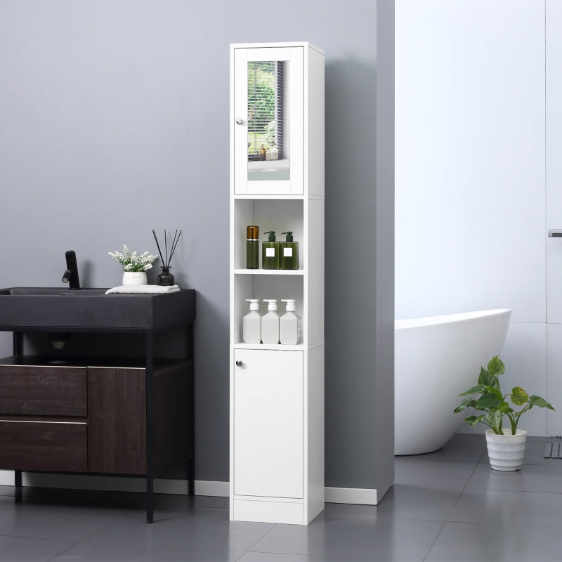 White Bathroom Mirror Cabinet with Adjustable Shelves