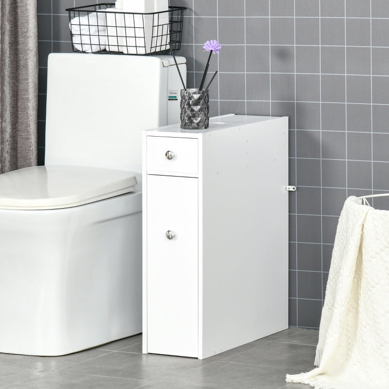 White Slim Bathroom Storage Cabinet with Drawers