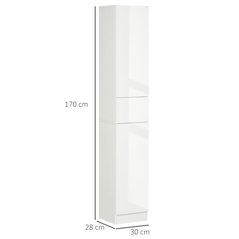 White Tall Bathroom Storage Cabinet with Adjustable Shelves