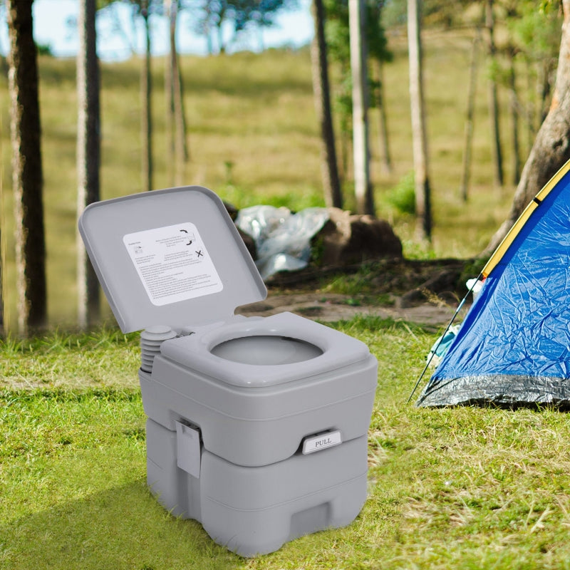 Portable Grey Camping Toilet with 2 Detachable Tanks