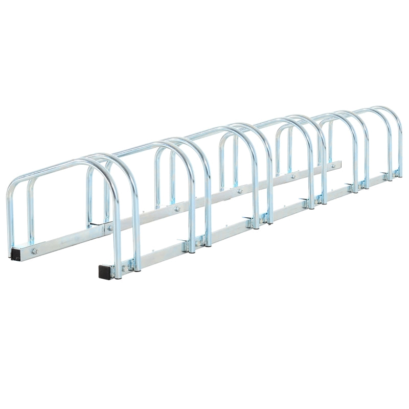 Silver Bike Storage Rack - Wall/Floor Mount, Locking, 6 Racks, 179L x 33W x 27H