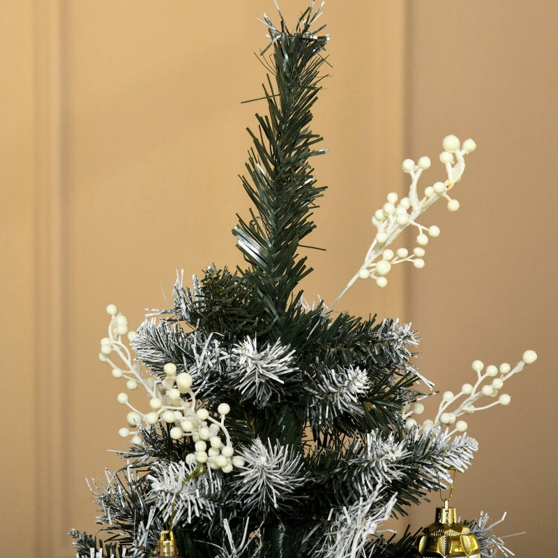 5FT Snow-Dipped Christmas Tree | White Berries & Star Topper | Indoor Xmas Decor