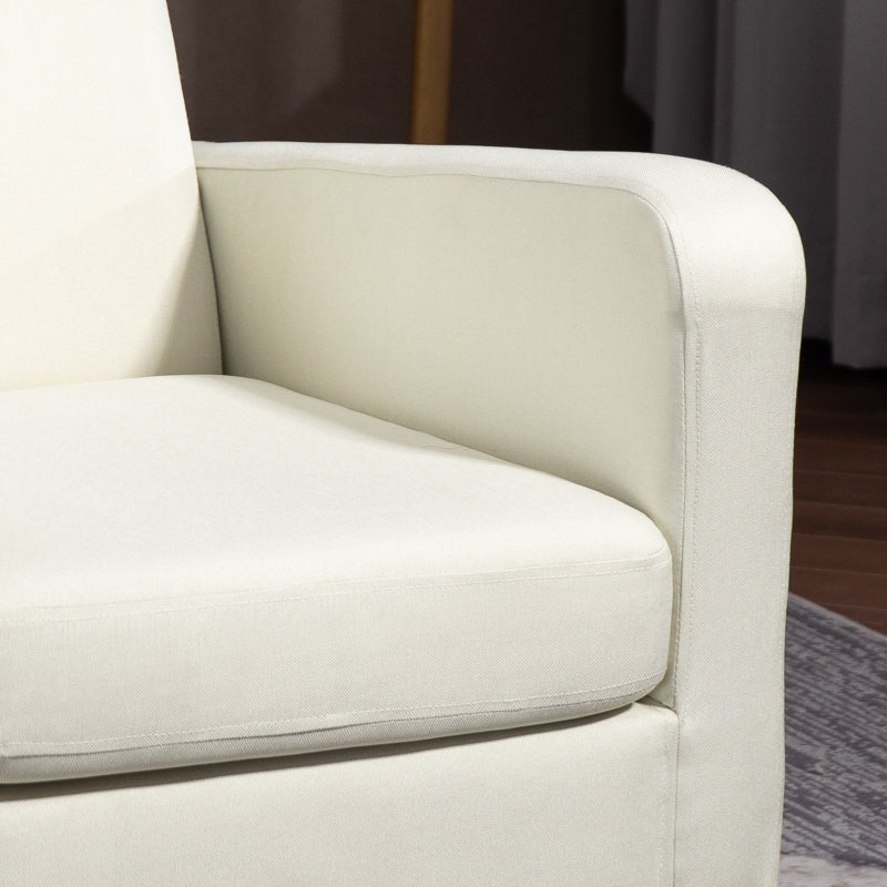 Modern Cream White Accent Chair with Rubber Wood Legs