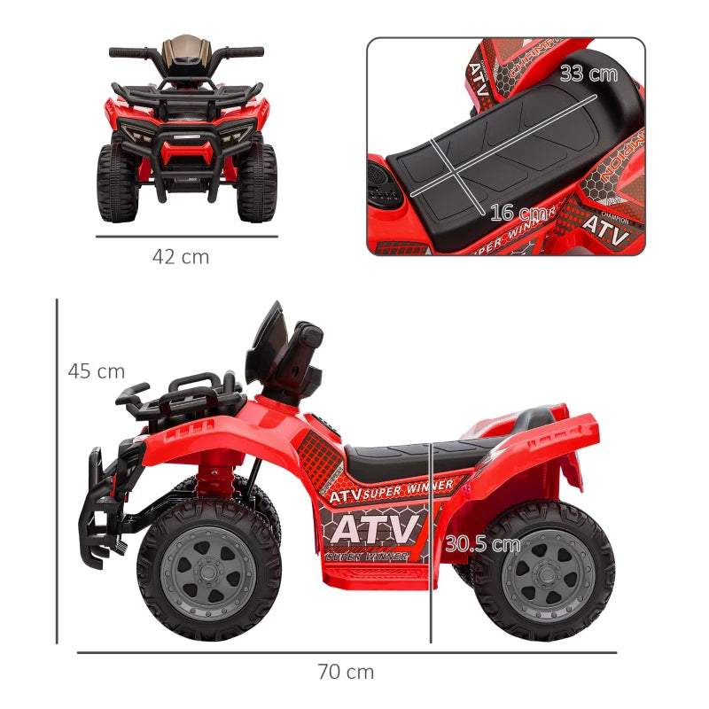 Red Kids Electric Ride-On Quad Bike with Music | 18-36 Months