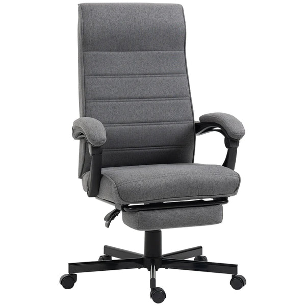 Grey Fabric Swivel Office Chair with Adjustable Height and Wheels