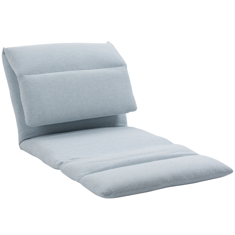 Blue Adjustable Floor Chair with Back Support - Folding Lazy Sofa Bed