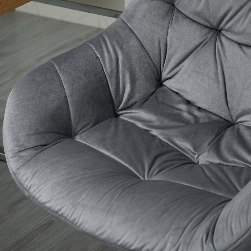 Dark Grey Velvet Swivel Desk Chair with Adjustable Ergonomic Support