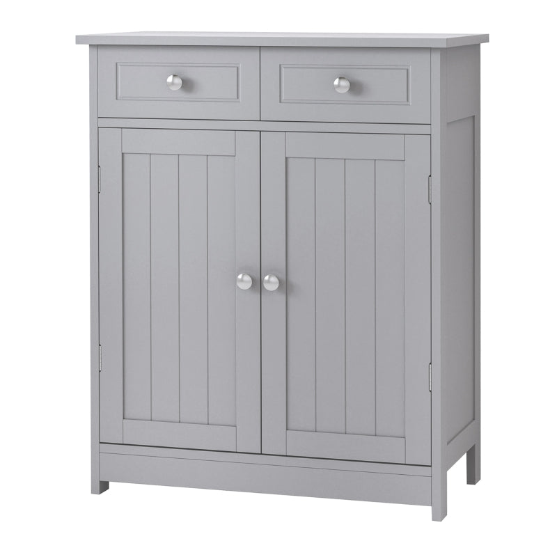 Grey Bathroom Storage Cabinet with Drawers and Adjustable Shelf