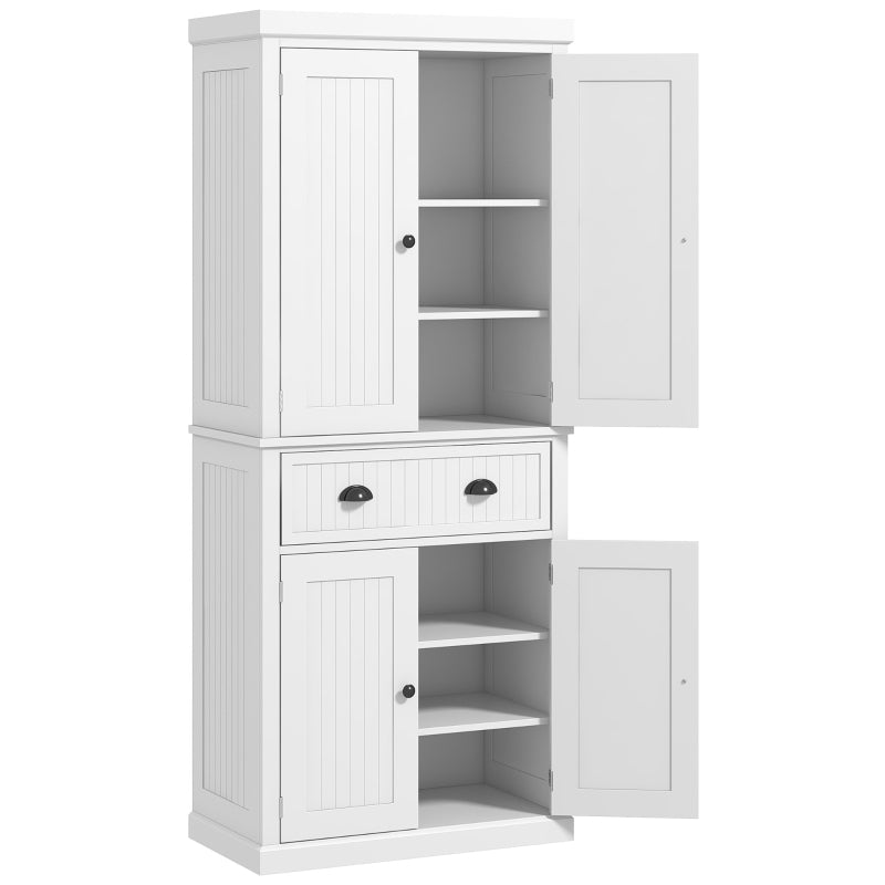 White Freestanding Kitchen Storage Cabinet with Drawer and Doors